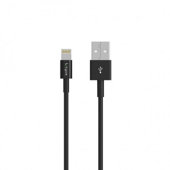 Lityus Car Charger Single USB 2.4A Apple Data Cable MFI Black