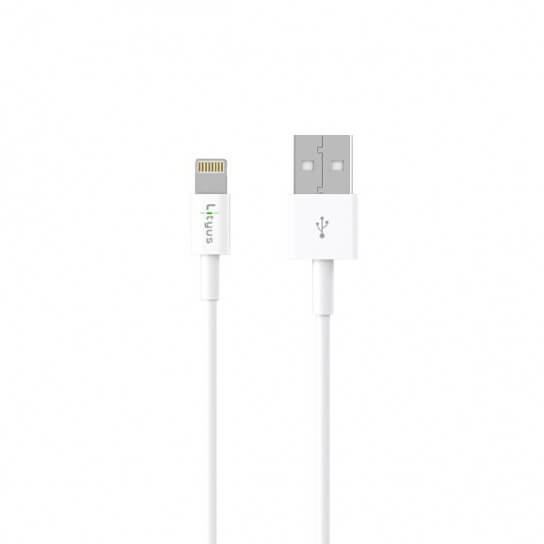 Lityus Car Charger Single USB 2.4A Lightning Cable White